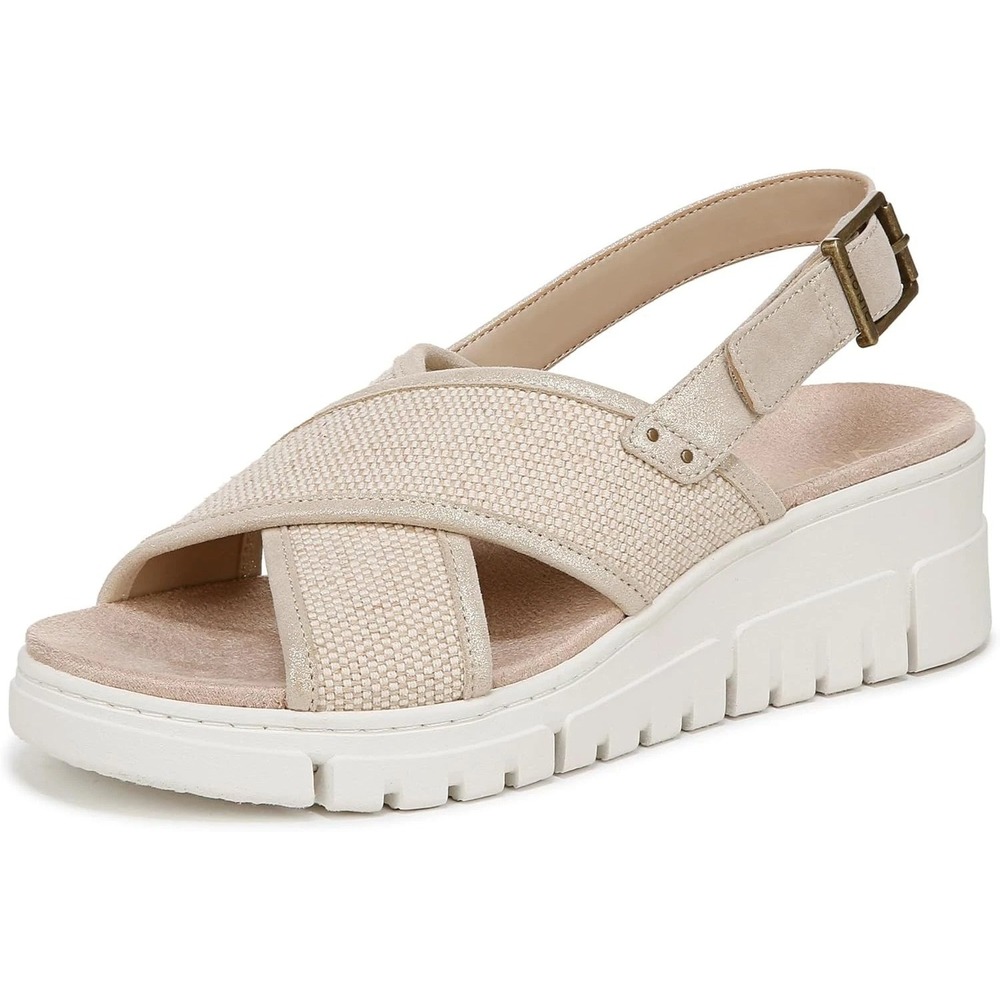 Vionic Women's Beige Cross-Strap Platform Sandals
